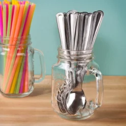 Libbey 97085 16 Oz. County Fair Drinking Jar / Mason Jar With Handle - 12/Case -Vidivi shop 104772