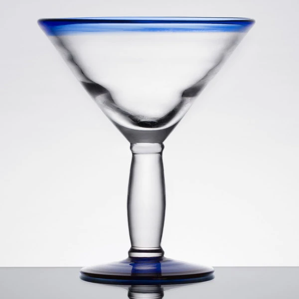 Libbey 92306 Aruba 15 Oz. Customizable Martini Glass With Cobalt Blue Rim And Base - 12/Case 2 Libbey 92306 Aruba 15 Oz. Customizable Martini Glass With Cobalt Blue Rim And Base - 12/Case - Image 2