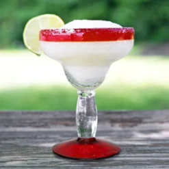 Libbey 92308R Aruba 12 Oz. Margarita Glass With Red Rim And Base - 12/Case