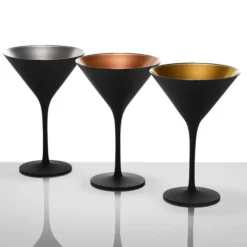 Stolzle 1400025T/2492 Glisten 8.5 Oz. Matte Black/Gold Martini Glass - 6/Case -Vidivi shop 1785522