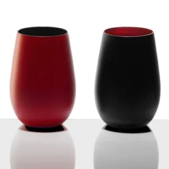 Stolzle 3520012T/2463 Glisten 16.5 Oz. Matte Red/Black Stemless Wine Glass / Tumbler - 6/Case -Vidivi shop 1785525