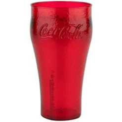 GET Enterprises GET 3324-RC Bell 24 Oz. Red Coca-Cola® Polycarbonate Pebbled Soda Glass - 72/Case