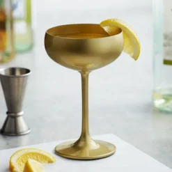 Stolzle 2730008T/2583 Glisten 8 Oz. Gold Coupe Glass - 6/Case