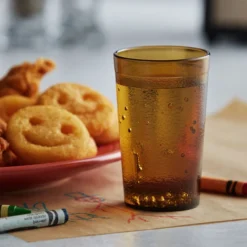 GET Enterprises GET 6605-1-A 5 Oz. Amber Customizable SAN Plastic Pebbled Tumbler - 72/Case