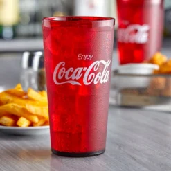 GET Enterprises GET 6632-RC 32 Oz. Red Coca-Cola® SAN Plastic Tall Pebbled Tumbler - 72/Case