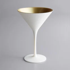 Stolzle 1400025T/2486 Glisten 8.5 Oz. Matte White/Gold Martini Glass - 6/Case