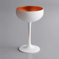 Stolzle 2730008T/2488 Glisten 8 Oz. Matte White/Copper Coupe Glass - 6/Case