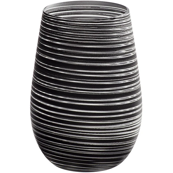 Stolzle S3525312T Twister 16.5 Oz. Black/Silver Stemless Wine Glass / Tumbler - 24/Case 1 Stolzle S3525312T Twister 16.5 Oz. Black/Silver Stemless Wine Glass / Tumbler - 24/Case