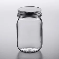 Elite Global Solutions DW3252PC-CL 16 Oz. Plastic Drinking Jar / Mason Jar - 24/Case