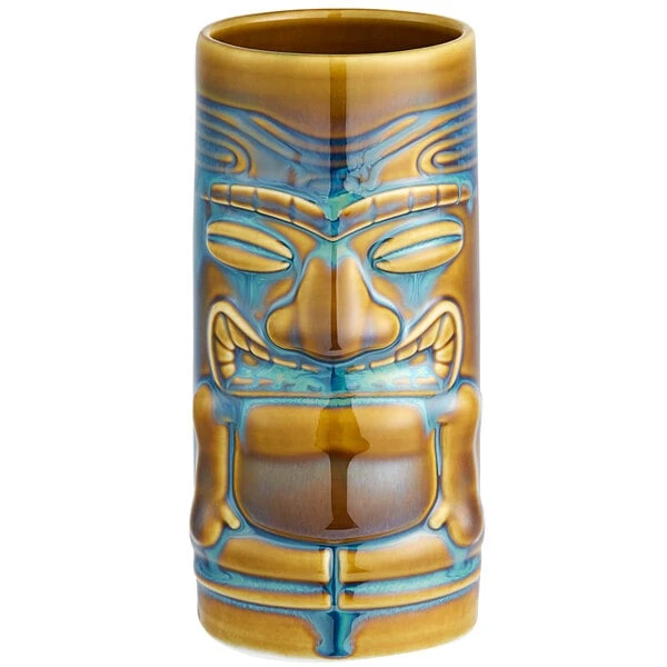Tuxton GZ5-160 Peacock 16 Oz. Ceramic Tiki Mug - 12/Pack 2 Tuxton GZ5-160 Peacock 16 Oz. Ceramic Tiki Mug - 12/Pack - Image 2