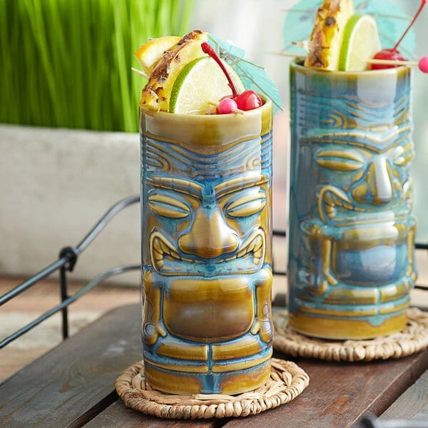 Tuxton GZ5-160 Peacock 16 Oz. Ceramic Tiki Mug - 12/Pack 1 Tuxton GZ5-160 Peacock 16 Oz. Ceramic Tiki Mug - 12/Pack