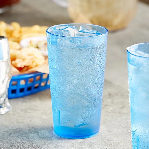 Choice 12 Oz. Blue SAN Plastic Pebbled Tumbler - 12/Pack 1 Choice 12 Oz. Blue SAN Plastic Pebbled Tumbler - 12/Pack