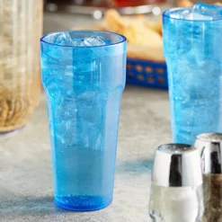 Choice 14 Oz. Blue SAN Plastic Paneled Tumbler - 12/Pack