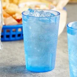 Choice 8 Oz. Blue SAN Plastic Pebbled Tumbler - 12/Pack