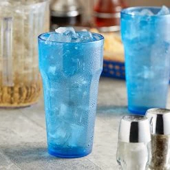 Choice 22 Oz. Blue SAN Plastic Paneled Tumbler - 12/Pack