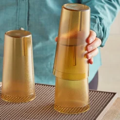 Choice 20 Oz. Amber SAN Plastic Pebbled Tumbler - 12/Pack -Vidivi shop 2163877