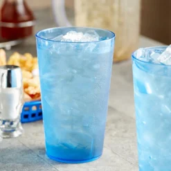 Choice 32 Oz. Blue SAN Plastic Pebbled Tumbler - 12/Pack