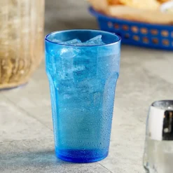 Choice 10 Oz. Blue SAN Plastic Paneled Tumbler - 12/Pack