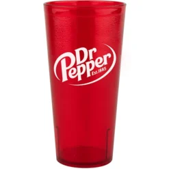 GET Enterprises GET 6624-R-DR 24 Oz. Red Dr. Pepper® SAN Plastic Pebbled Tumbler - 72/Case