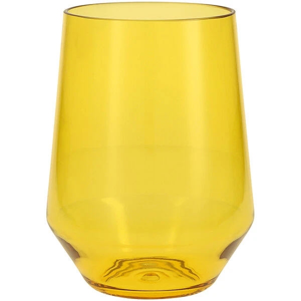 Fortessa Tableware Solutions Fortessa Sole 19 Oz. Yellow Sun Tritan Plastic Stemless Wine Glass - 12/Case 1 Fortessa Tableware Solutions Fortessa Sole 19 Oz. Yellow Sun Tritan Plastic Stemless Wine Glass - 12/Case