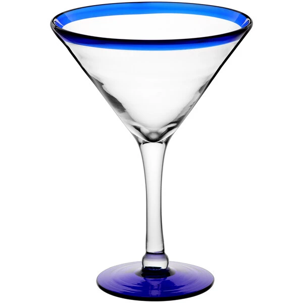 Acopa Tropic 15 Oz. Martini Glass With Blue Rim And Base - 12/Case 2 Acopa Tropic 15 Oz. Martini Glass With Blue Rim And Base - 12/Case - Image 2