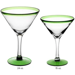 Acopa Tropic 24 Oz. Martini Glass With Green Rim And Base - 12/Case -Vidivi shop 2481838