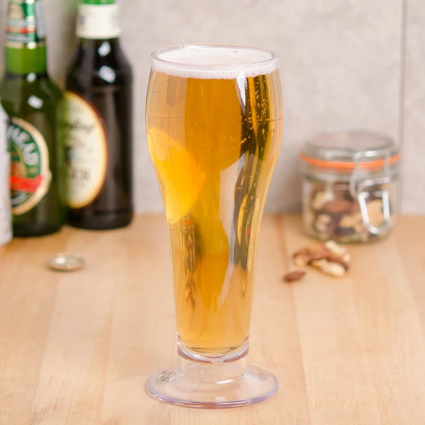 GET Enterprises GET SW-1417-1-SAN-CL 22 Oz. Customizable SAN Plastic Footed Pilsner Glass - 24/Case 1 GET Enterprises GET SW-1417-1-SAN-CL 22 Oz. Customizable SAN Plastic Footed Pilsner Glass - 24/Case